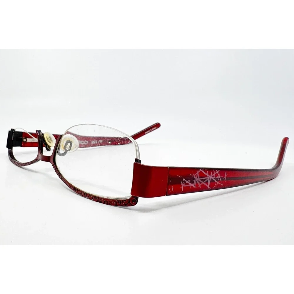 aJ 158 Eyeglasses Frames Womens Red Half Rim Oval 51-17-135